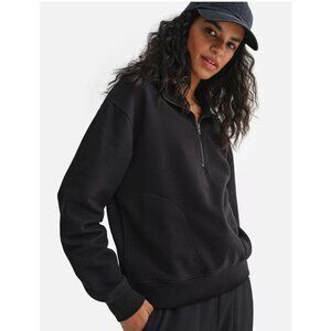 Mate the Label Organic Fleece Quarter Zip Sweatshirt, Black, Large, NWT!